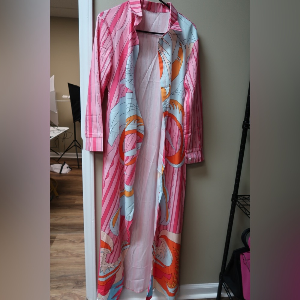 Medium pink throw over